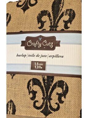 Crafty Cuts Burlap/Toile de Jute/Arpillera Fleur-De-Lis 100% Jute 1.5YDS NWT
